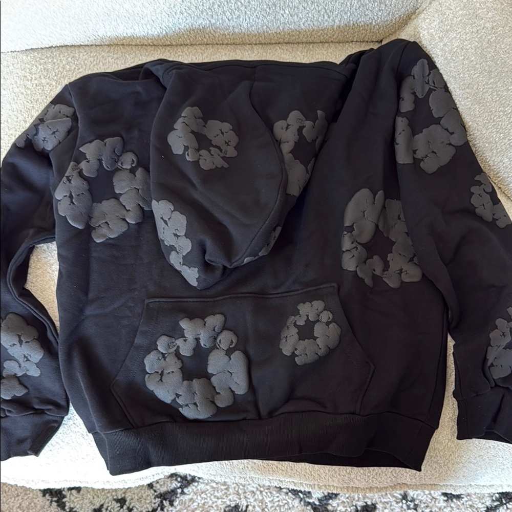 Denim tears cotton wreath black monochrome hoodie